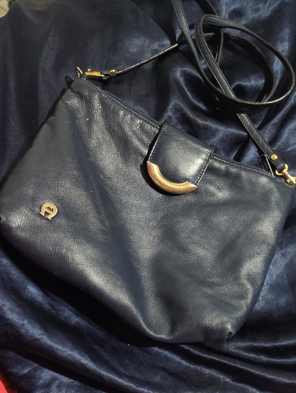 Etienne Aigner Navy Crossbody with Gold Accent